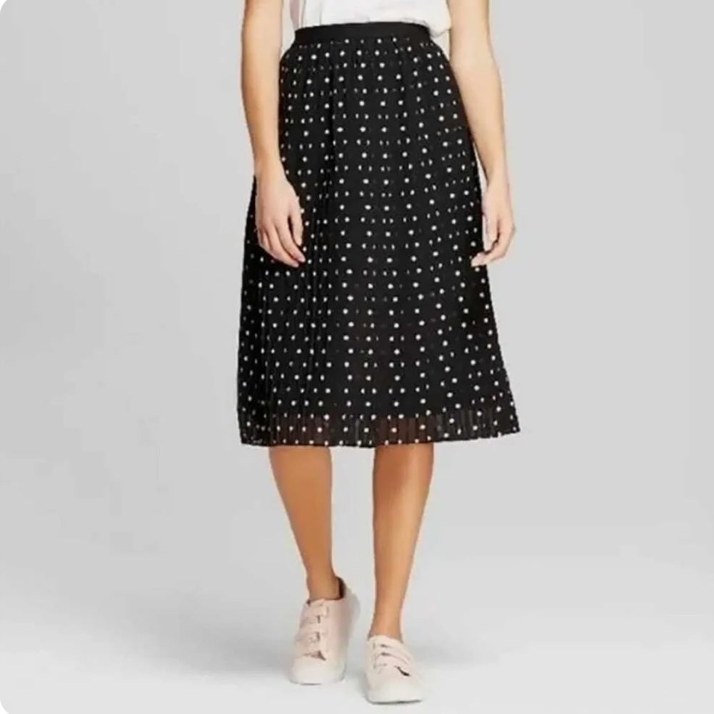 TWO A New Day Merona Accordion Skirt Target Polka Dot Floral M L Pleated